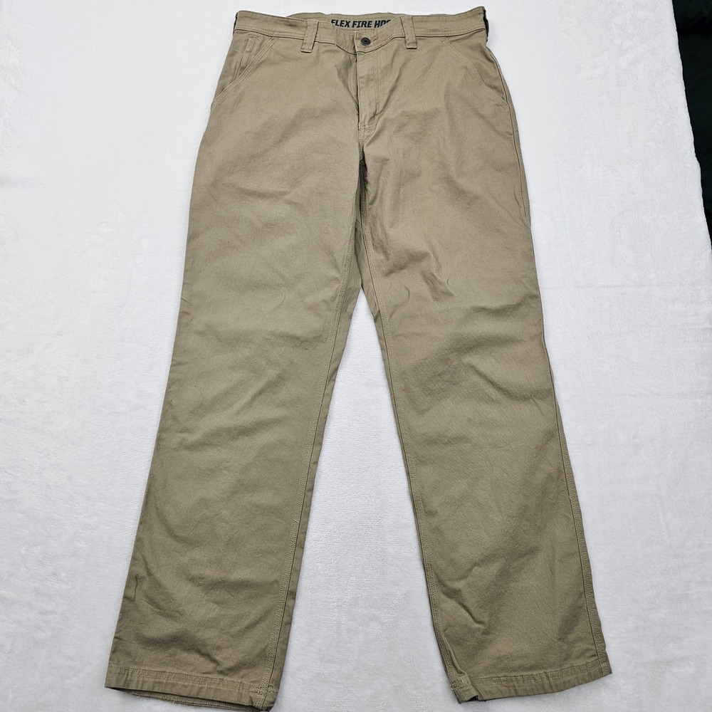 Duluth Trading Flex Fire Hose Pants Mens 36x33 Tan Relaxed Fit Workwear Rugged - Picture 2 of 11